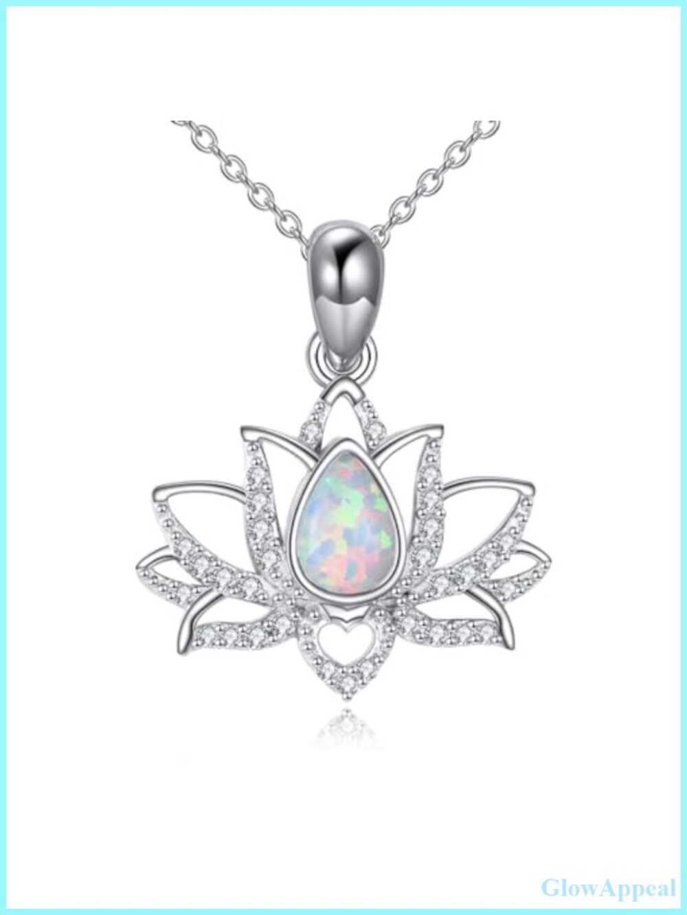Sterling Silver Lotus Opal Pendant Necklace 18+2" Box Chain Gift